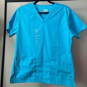 WonderWink Women’s Scrub Top Blue V-Neck Small Medical Nursing NWOT